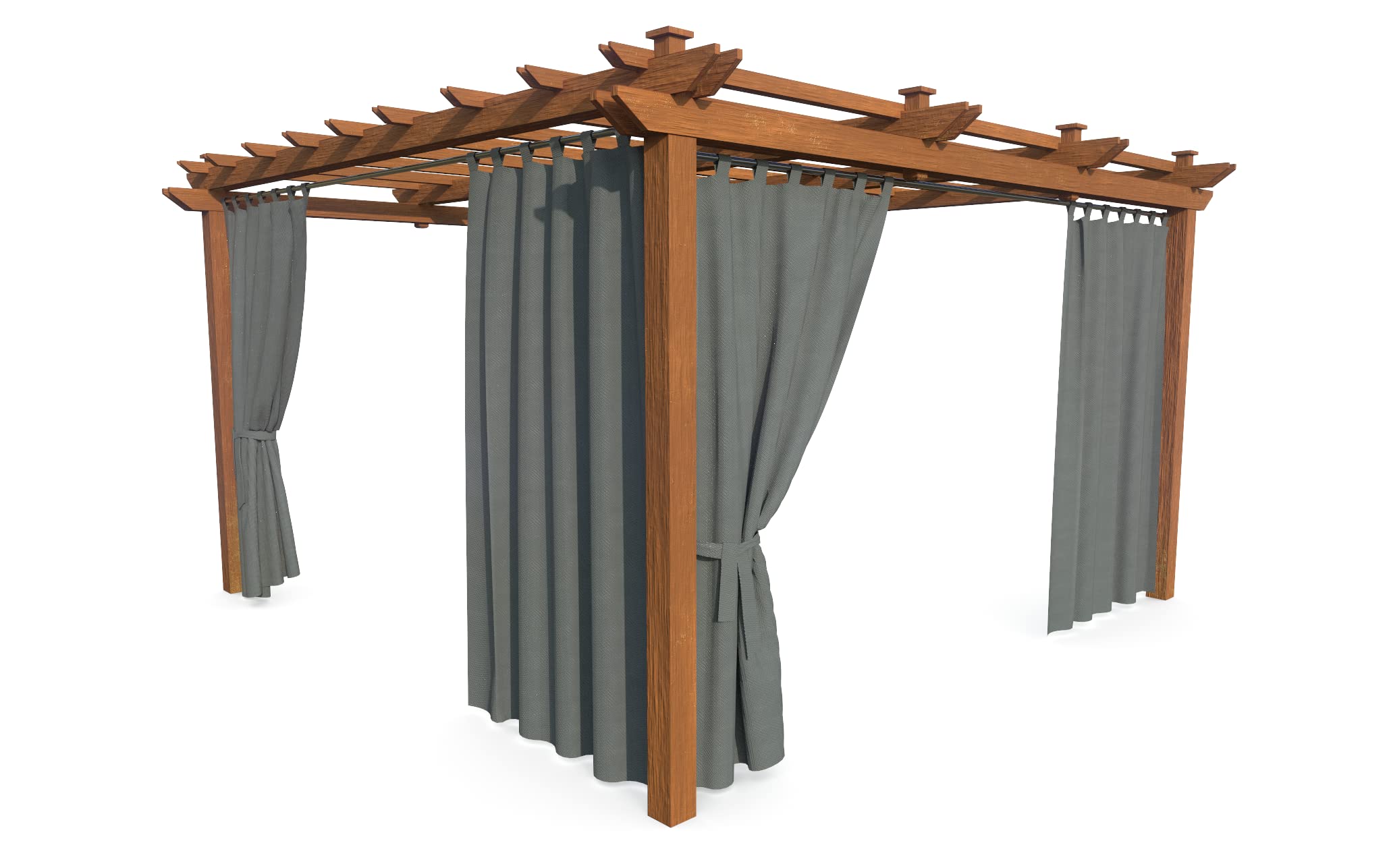 Terrassenvorhang, Wasserdichter Gartenvorhang für Terrasse, Balkon, Pergola & Pavillon, Schlaufen mit Klettverschluss, Schutz vor Sonne, Regen & Wind, Grau, 220 x 155 cm, 2 Stück