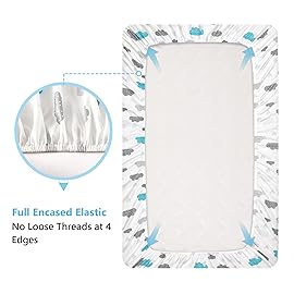 TILLYOU Baby Crib Sheets for Boys Girls, Super Soft Toddler Bed Sheets, 2 Pack Sheets for Standard Crib Mattress 28x52in, Blue Clouds and Stars