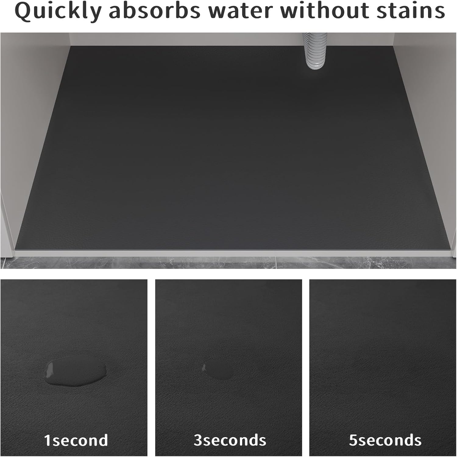 Under Sink Mats-35" x 24" (Cut-to-Fit) Absorbent Shelf Liner for Kitchen&Bathroom Cabinets | Non-Slip, Quick-Dry Cabinet Liner for Under Sink, Vanity & Utility Storage (Light Grey,35''x24'')