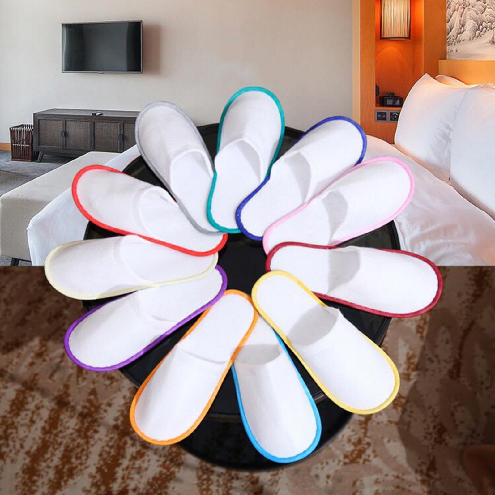 10 Pairs Pantofole Dell' Pantofole Per Casa Pantofole Usa E Getta Pantofole Hotel Set Pantofole Per Gli Ospiti Ciabatte Per Gli Per Hotel, Spa, Casa, Viaggi, Unisex, Lavabili, Misura 36-40