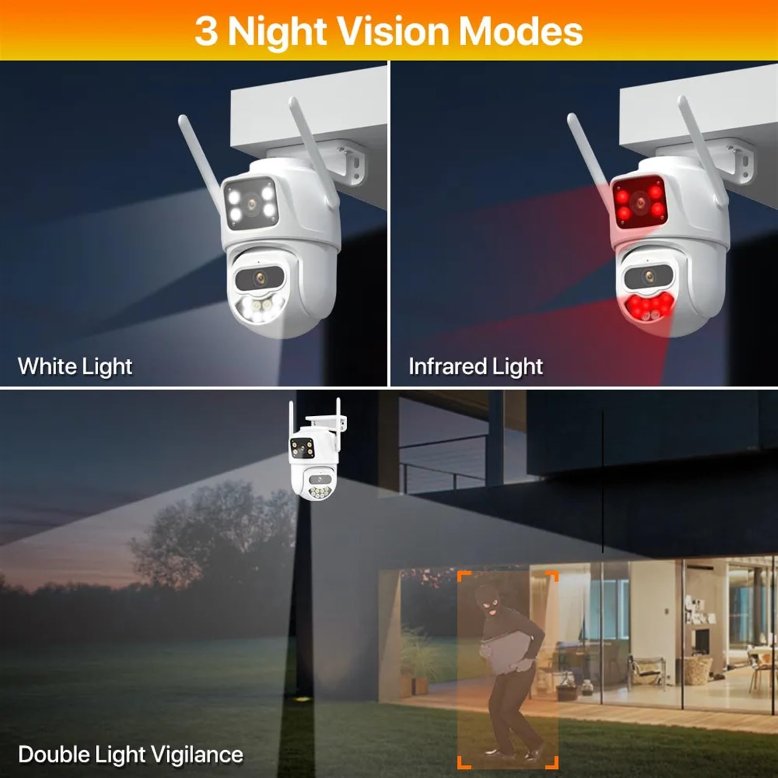 Kamera bezpieczeństwa, 4K 8MP kamera PTZ podwójny obiektyw ekran IP zewnętrzna 4MP HD automatyczne śledzenie ochrona bezpieczeństwa nadzór CCTV(6MP Add 32G Card)