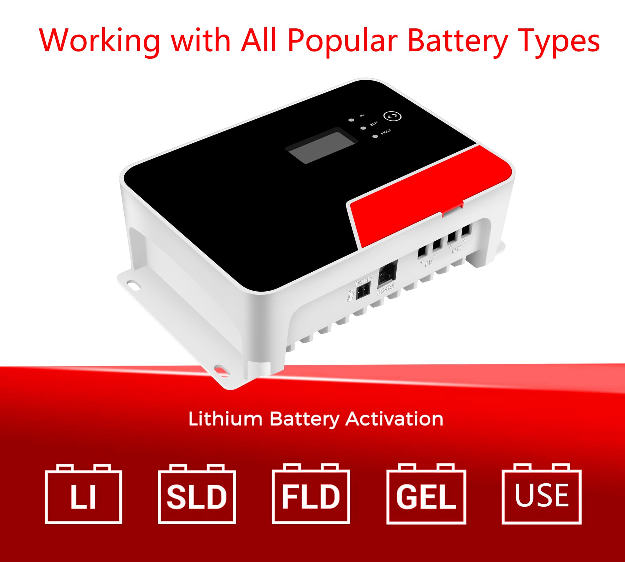 MPPT Solarladeregler, 20 A, 12 V/24 V Gleichstrom, 100 VC, mit LCD-Display und integriertem Bluetooth, Steuerung über Handy-App-App, passend für versiegelte Gel- und Lithium-Batterien