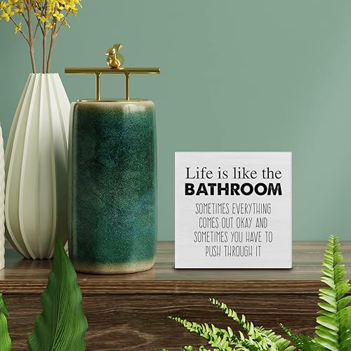 Miniatura 3 de Cartel de madera con texto en inglés "Country Life Is Like the Bath" para decoración de escritorio, humor, baño, caja de madera, letrero de bloque