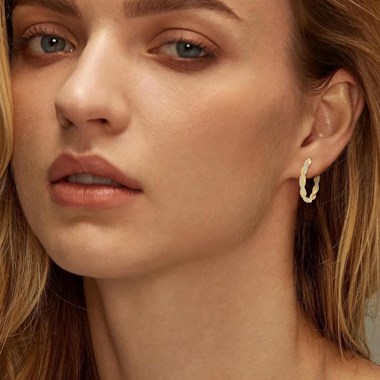 14K Hoop Gold Plated Earrings 925 Sterling Silver Gold Earring for Women Moissanite Hoop Earrings Classic Dainty Minimalist Gift Jewelry 30mm/25mm - Image 3