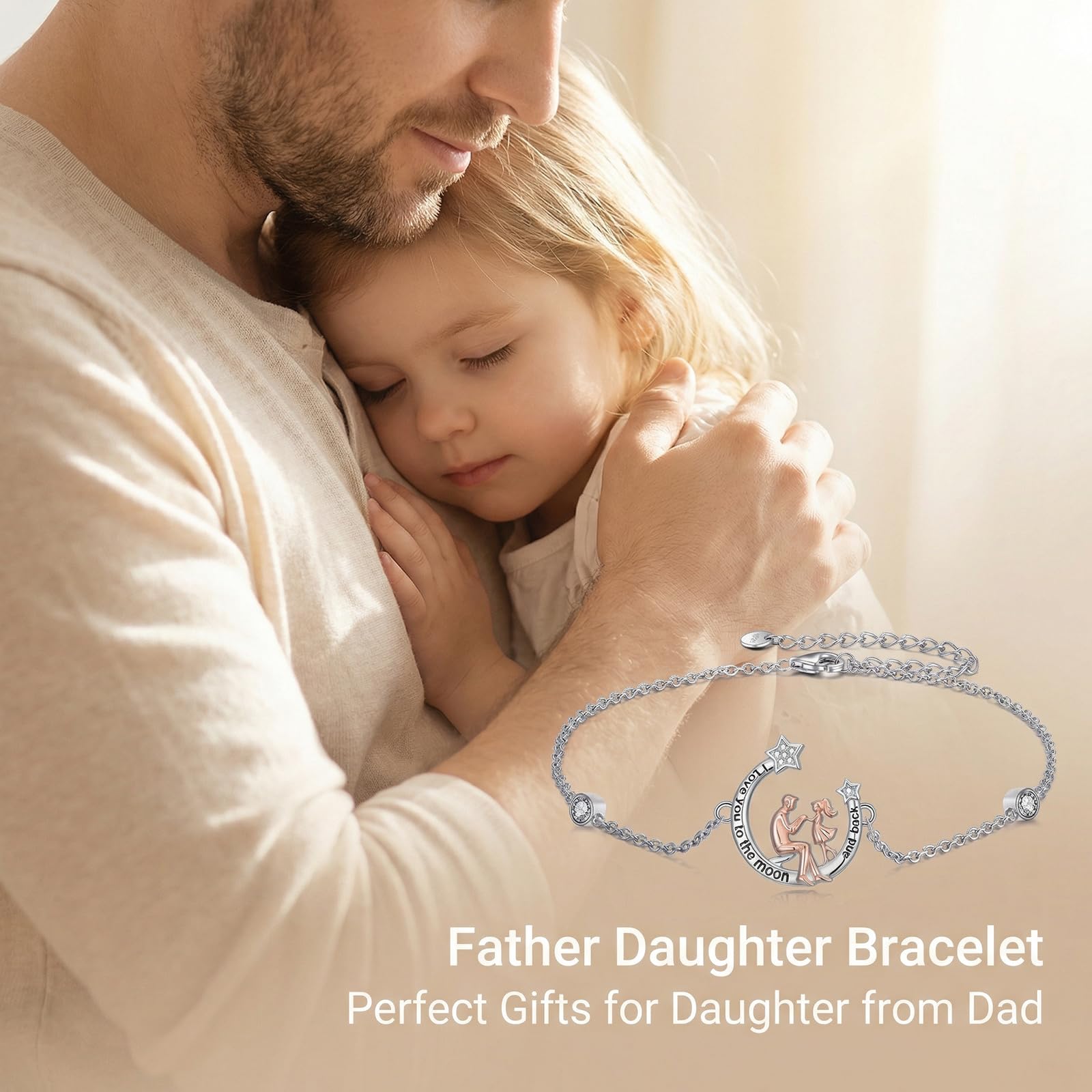 Tochter Charm/Armband vom Vater 925 Sterling Silber Vater Tochter Anhänger Schmuck Weihnachten Geburtstag Geschenke für Daughter