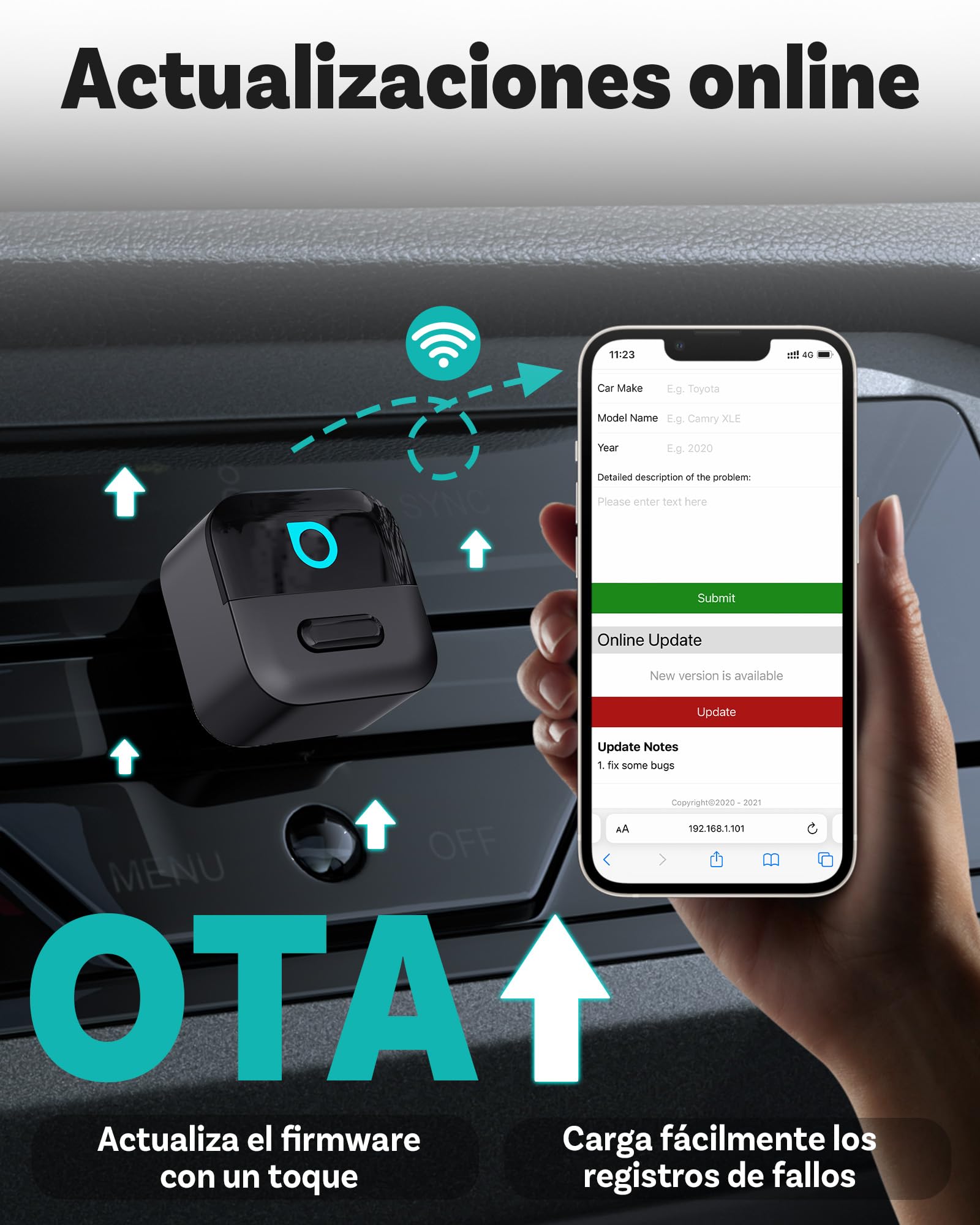 2026 Ottocast Mini Pico Adaptador CarPlay Inalámbrico, Convierte CarPlay y Android Auto con Cable a Wireless, Doble Canal, WiFi 6 & Bluetooth 5.4, Auto Reconnect, USB Plug & Play