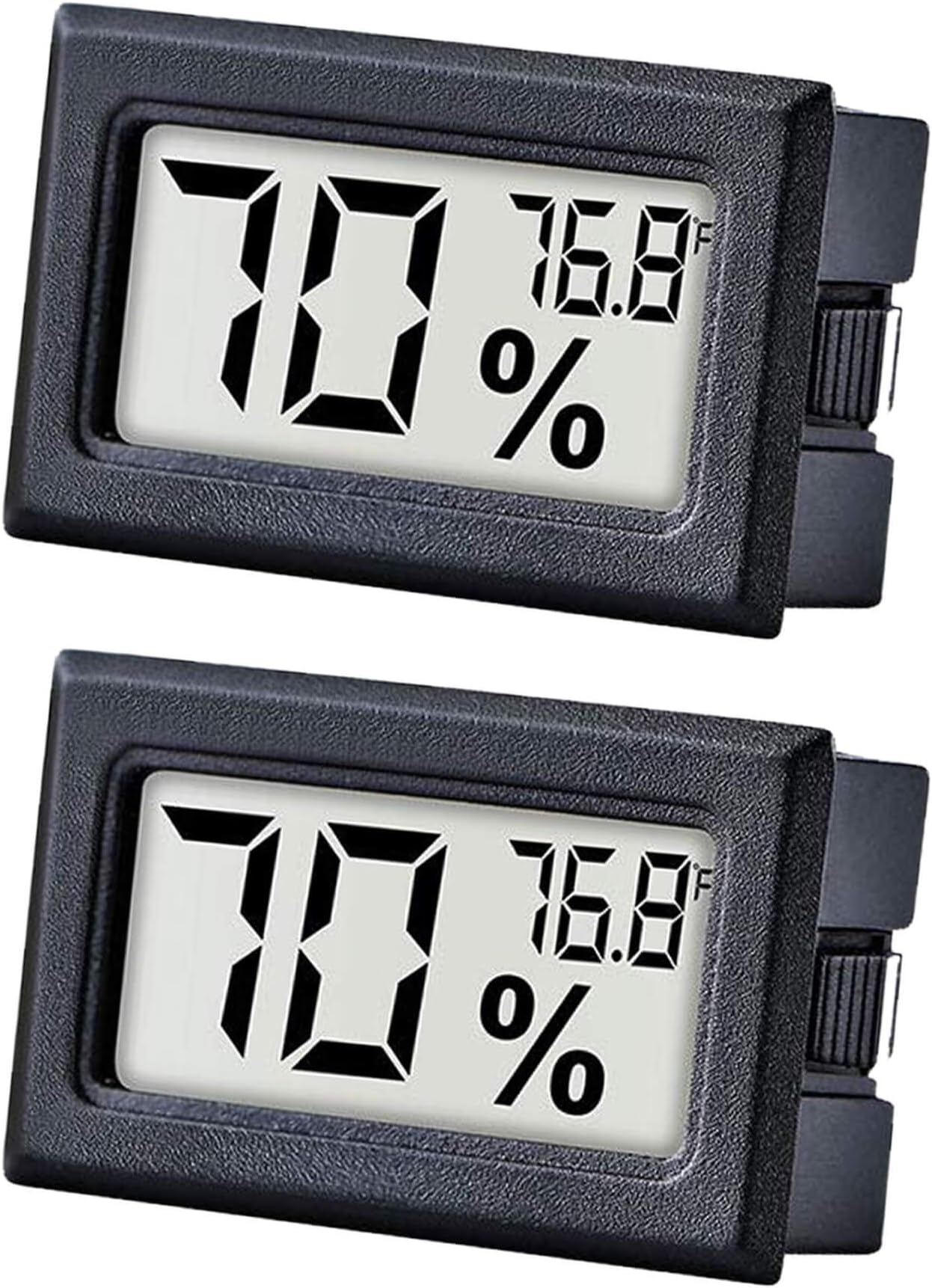 Humidity Meter/Gauge Thermometer Mini Digital Indoor Hygrometer with Temperature Sensor Monitor Fahrenheit (℉) for Humidors, Greenhouse, Garden, Cellar, Fridge, Closet 2 Pack