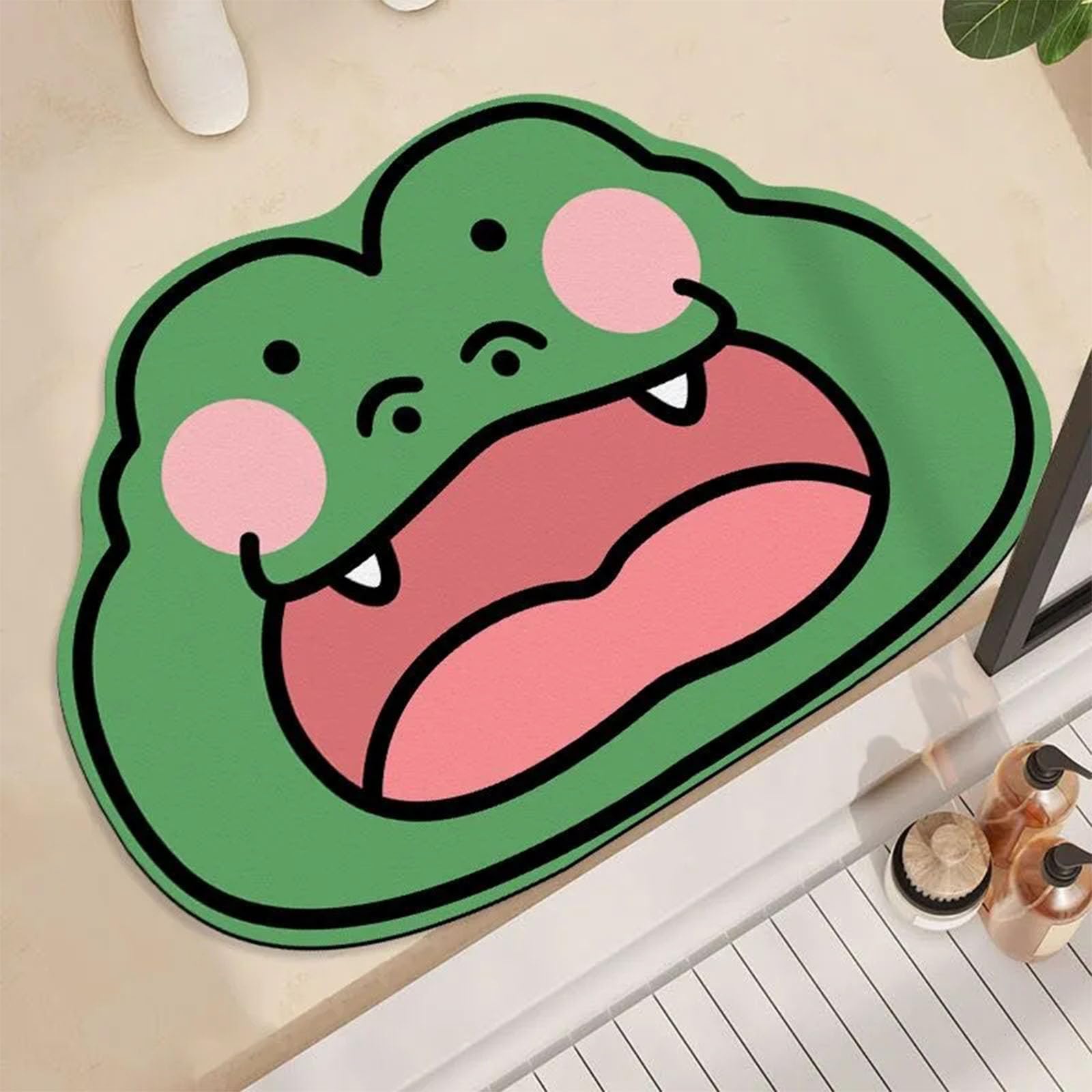 Tapis de bain crocodile dessin animé en terre de diatomées douce et fine
