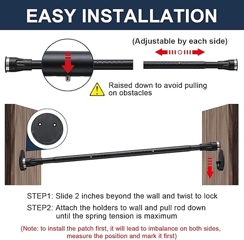 Miniatura 3 de Barra de cortina de ducha, barra de cortina de ducha blanca expandible con resorte, barra de tensión ajustable de 43 a 73 pulgadas, no se oxida