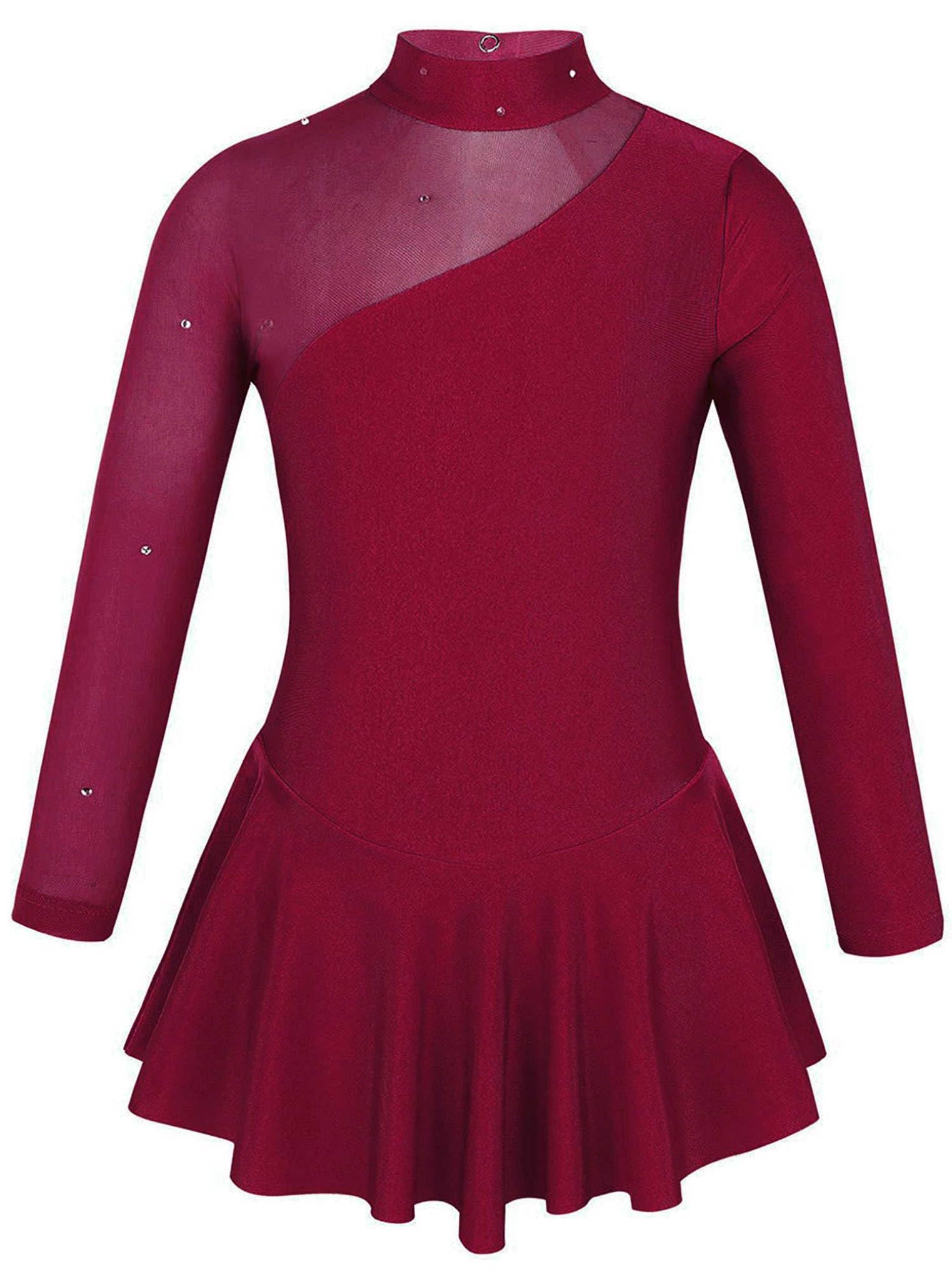 Freebily Vestido de Danza Patinaje sobre Hielo para Niña Leotardo de Manga Larga Maillot de Gimnasia Rítmica Competición Vestido de Bailarina Ballet — view 25