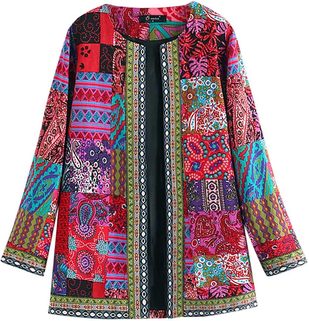 WooCo Womens Plus Size Casual Jackets African Patterns Print Long Sleeve Open Front Cardigans Outwear Jacket Coats : Clothing, Shoes & Jewelry