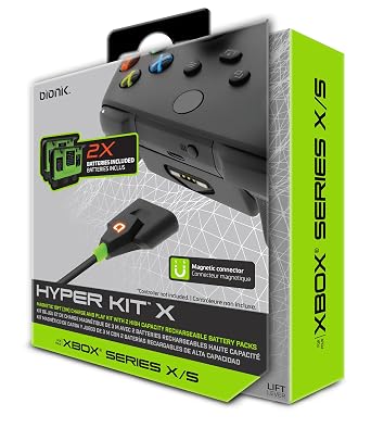 Bionik Hyper Kit For Xbox Series X/S 2 High Capacity 1200 mAh Rechargeable Battery Packs with 10-Foot Magnetic Charge Cable