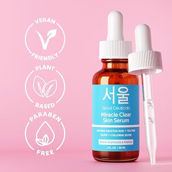 SeoulCeuticals Korean Acne Serum Miracle Clear for Acne Prone Skin 1oz