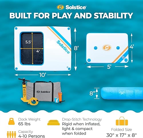 Miniatura 3 de SOLSTICE Circular Mesh Hangout Ring Inflatable Dock, Floating Water Raft Platform