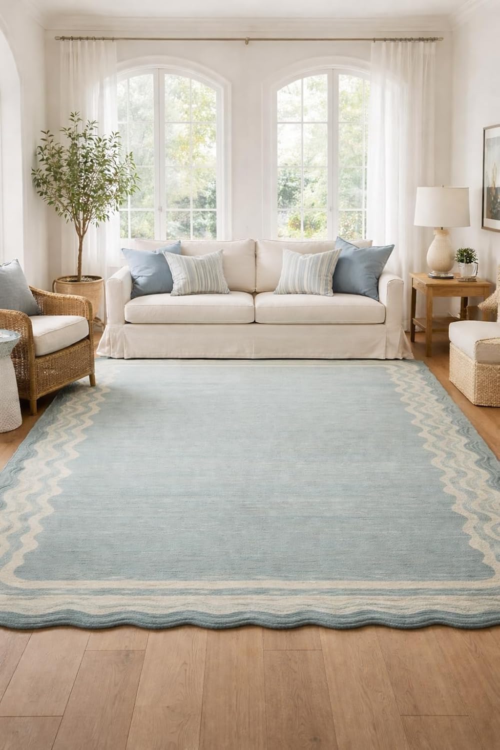 Hand Tufted Ocean Sculpted Irregular Shaped Wool Rug Multi Colour Wool Rug