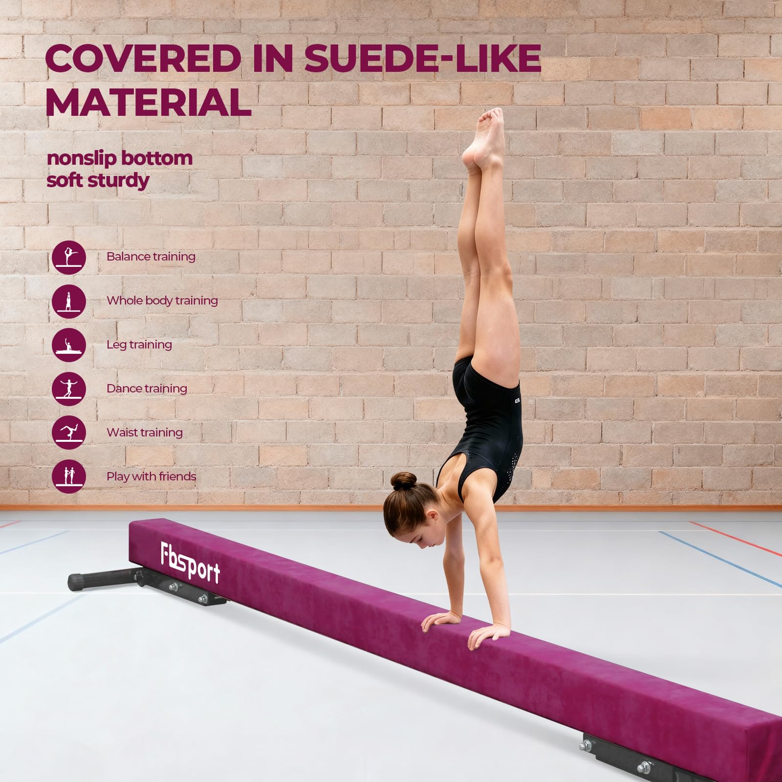 FBSPORT schwebebalken Kinder schwebebalken für zuhause schwebebalken höhenverstellbar Gymnastik Balance Beam 244CM, 5 Höhen Einstellbare High und Low Level Stabile Floor Beam Gym Trainingsgeräte