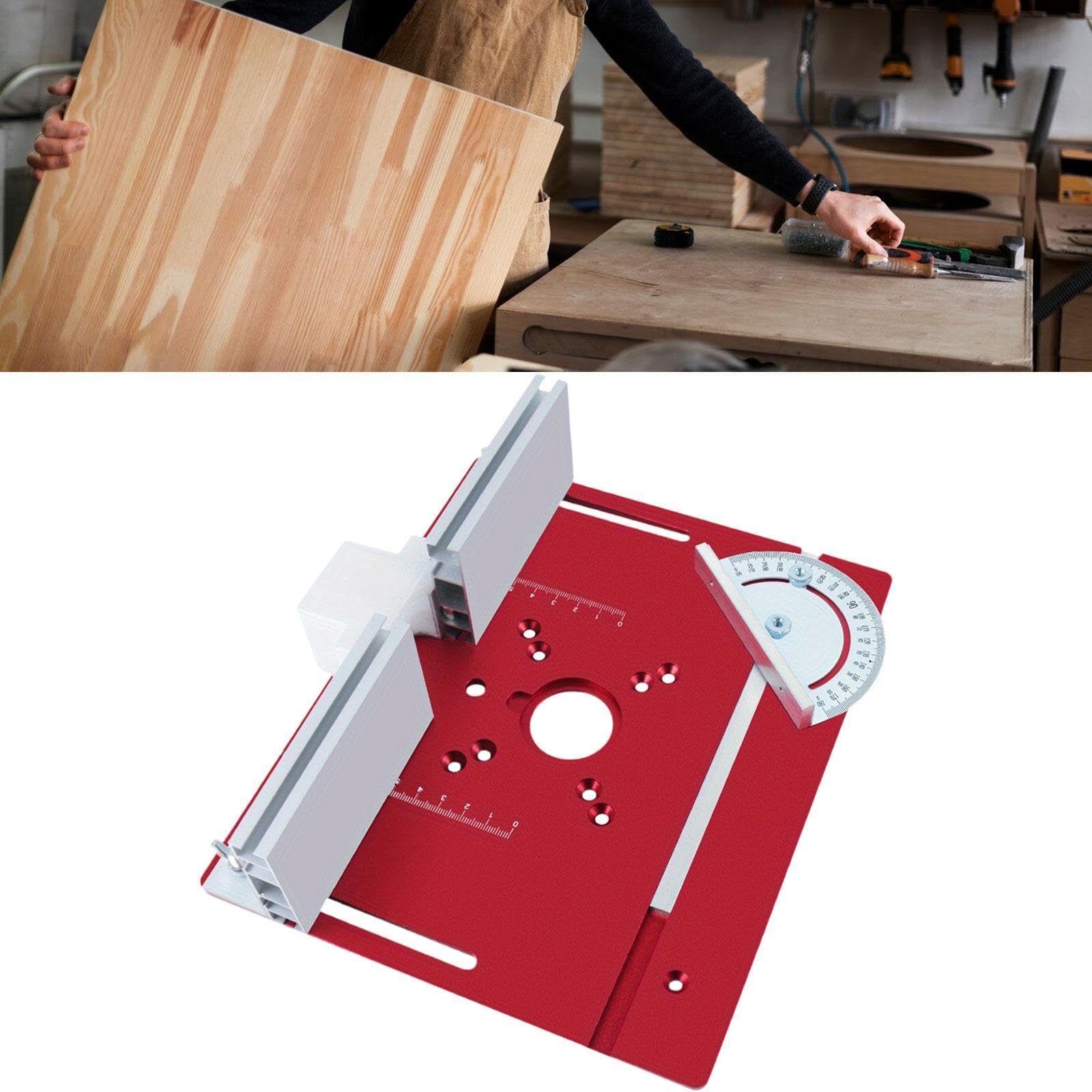 Router Mesa Insertar Placa de Aluminio Mesa de Carpintería Flip Board Guía de Cerca Resistente Y Adecuada para Trabajadores Entusiastas DIY Carpintero, Rojo