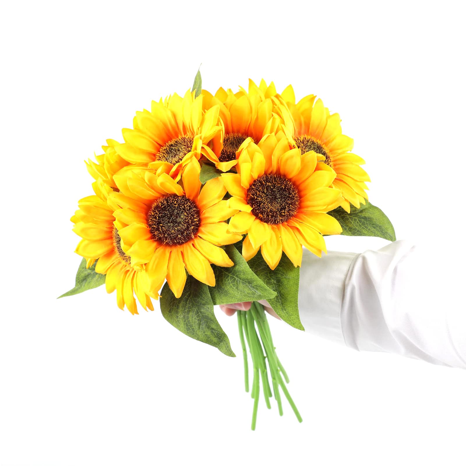 Amazon｜3束15本セットひまわり 造花 花束 人工観葉植物 ブーケ 枯れ  