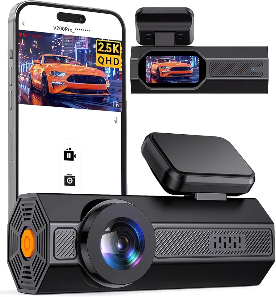 Dash Cam Front, VEEMENT Mini Dash Cam for Cars, 1440P Car Camera with APP, 1.47" Display Dashcam, WiFi Dash Cam with WDR Night Vision, 24 Hours Parking Monitor Dashcams, 170°Wide, G-Sensor