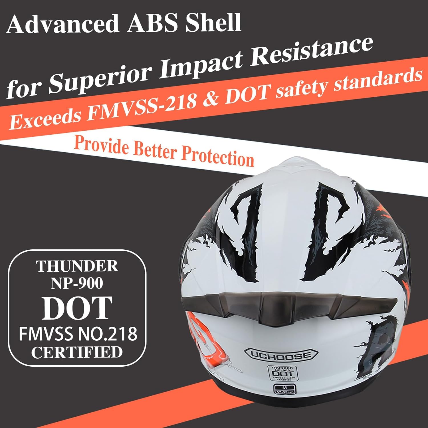Uchoose Uchoose Modular Motorcycle Helmet Flip Up Full Face, DOT Approved Motorcycle Helmets for Men and Women, Dual Visor with Extra Clear Shield, Multiple Vents, Removable Liner
