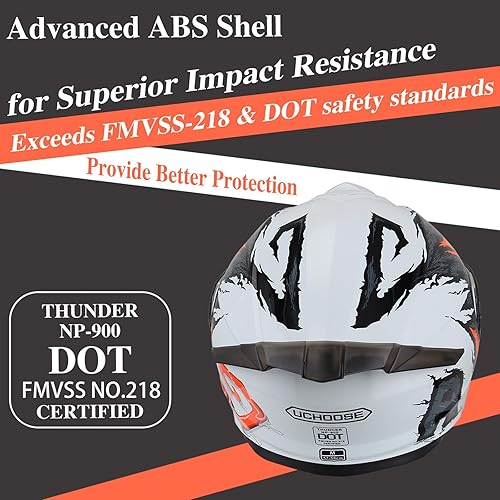 Miniatura 2 de Uchoose Modular Motorcycle Helmet for Men Women, Flip Up Full Face to Open Face Helmet, DOT & FMVSS 218 Certified, Dual Visor, Removable & Washable