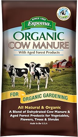Espoma Organic Cow Manure Compost Blend - 1 Cubic Foot Bag. Soil Amendment & Fertilizer for use When Planting Vegetables, Flowers, Trees & Shrubs.