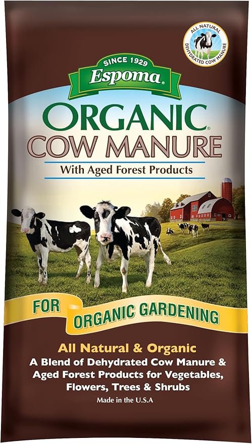 Espoma Organic Cow Manure Compost Blend - 1 Cubic Foot Bag. Soil Amendment & Fertilizer for use When Planting Vegetables, Flowers, Trees & Shrubs.