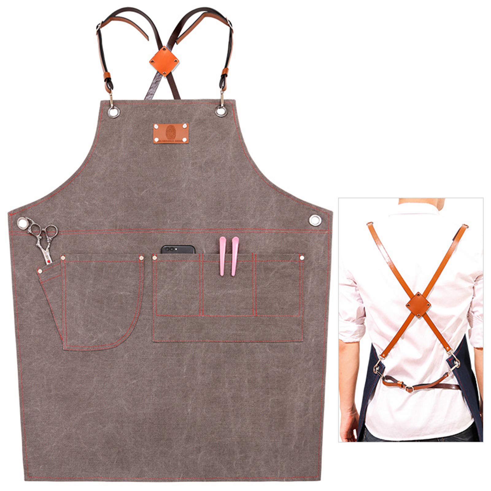 Grembiule da cucina in cotone, con schienale a croce, regolabile, da cucina, da cucina