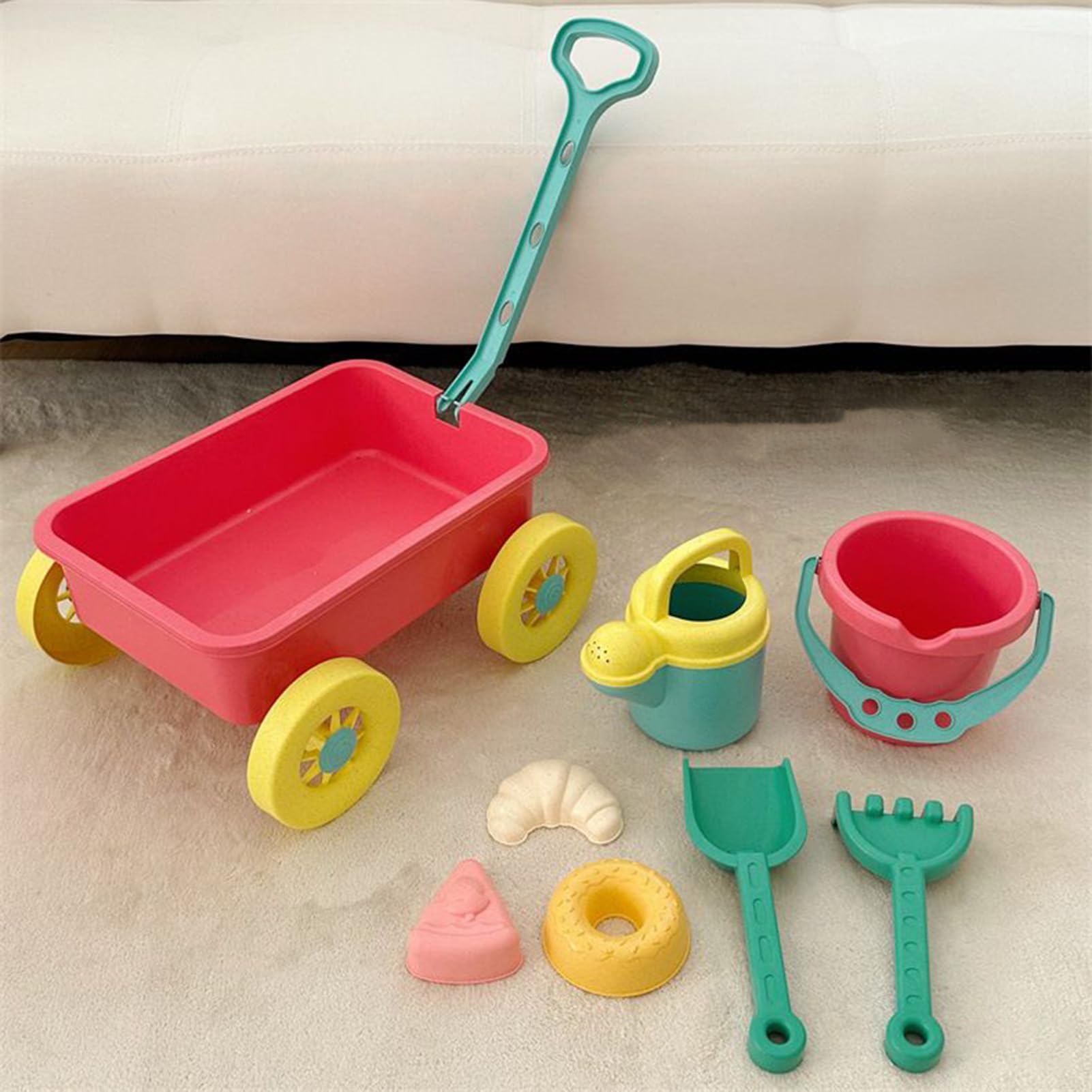 -Baukit, Strandeimer und Schaufel -Set, Frühes Lernen Sandspielzeug mit Trolley für Kinder, Tragbarer Spaß im Freien im Freien für Seaside Beach außerhalb des Campings