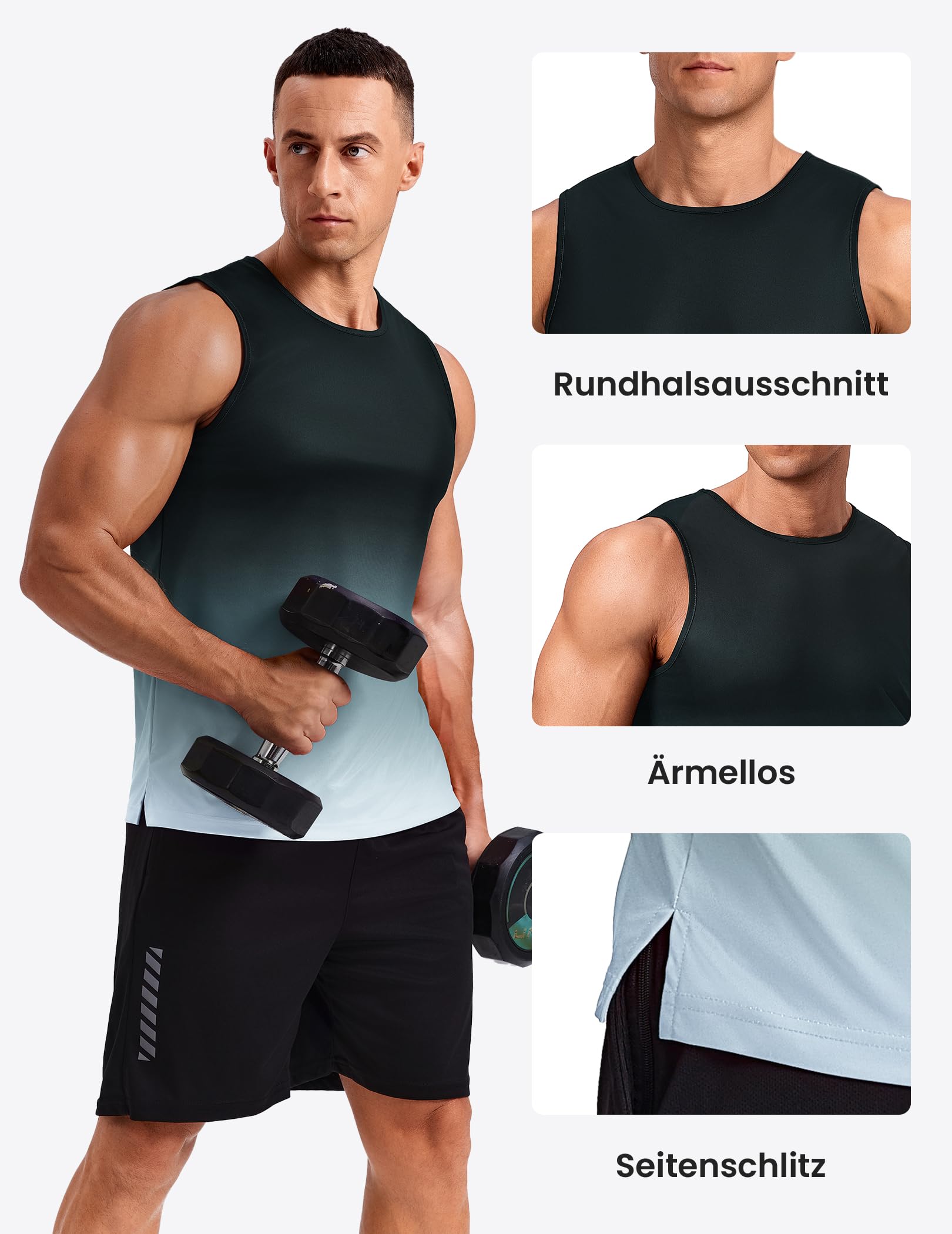 PINSPARK Camiseta de tirantes para hombre, sin mangas, camiseta de entrenamiento, verano, exterior, camiseta funcional