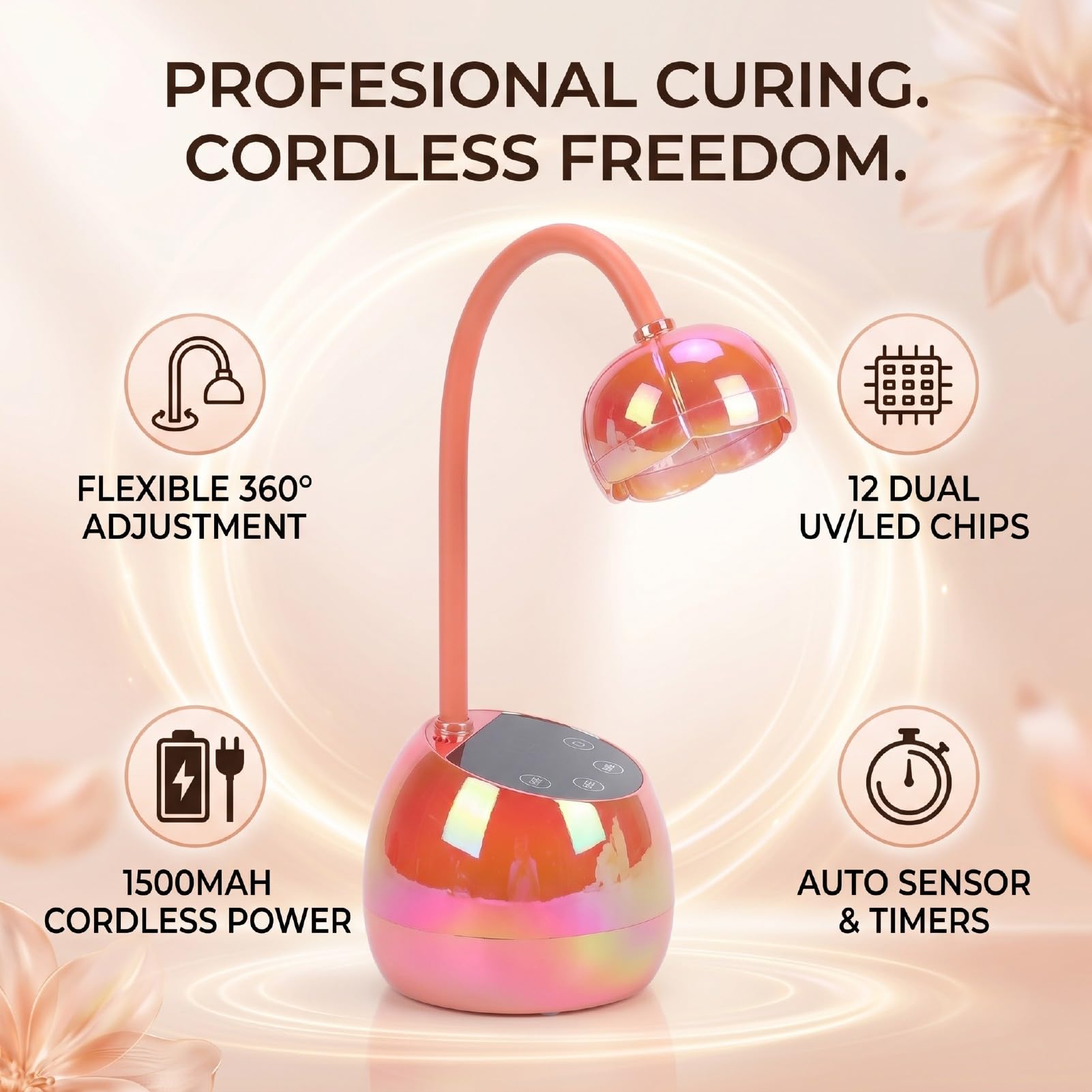 Lámpara de Curado de Uñas Recargable de 36 W con Sensor Automático para