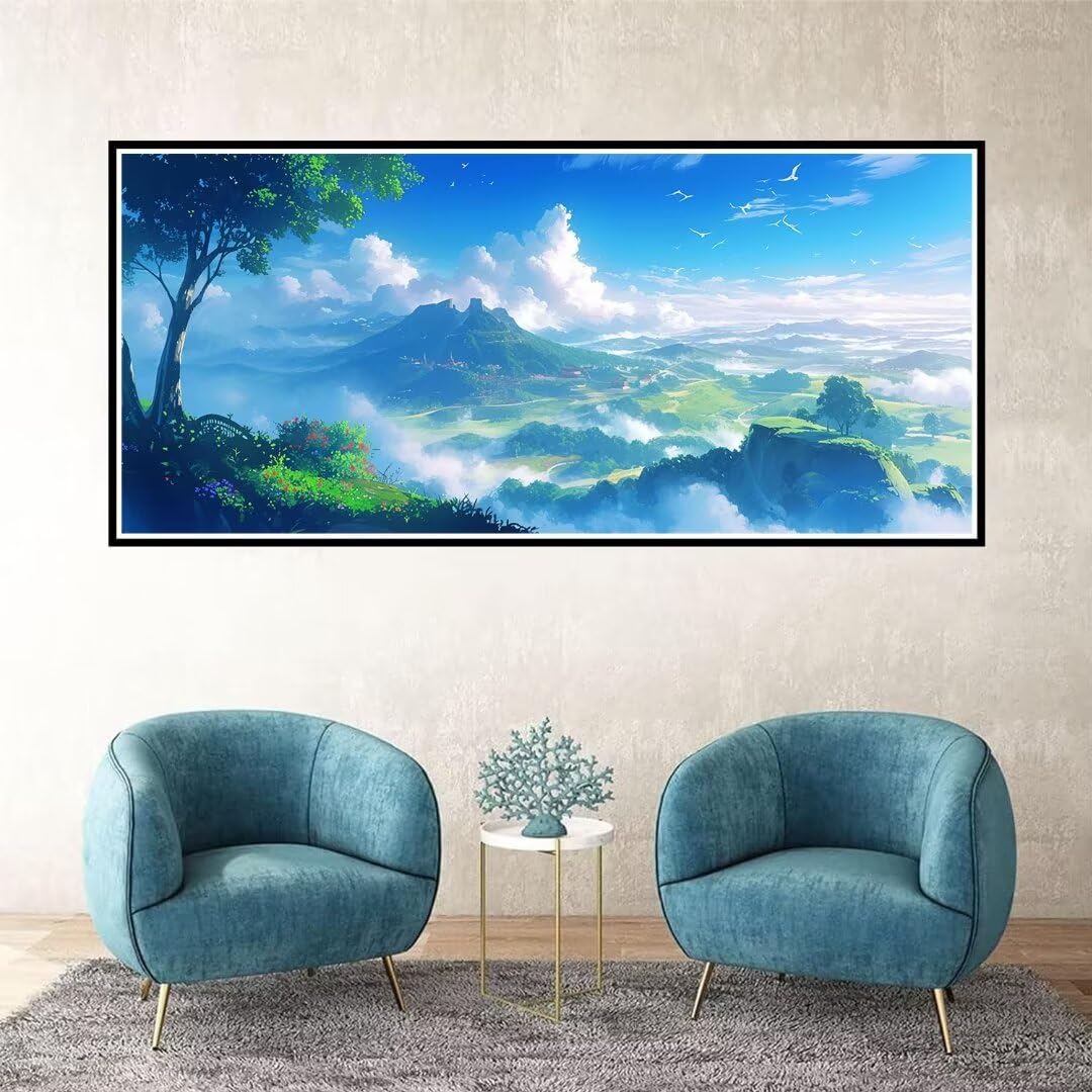 2 Pezzi estate Pittura Diamante, 5D Diamond Painting paesaggio, 40x90cm Diamond Painting Grandi Dimensioni, Strass Ricamo a Punto Croce Kit Diamond Painting per Decorazioni Natalizie Casa e Regalo Z-9
