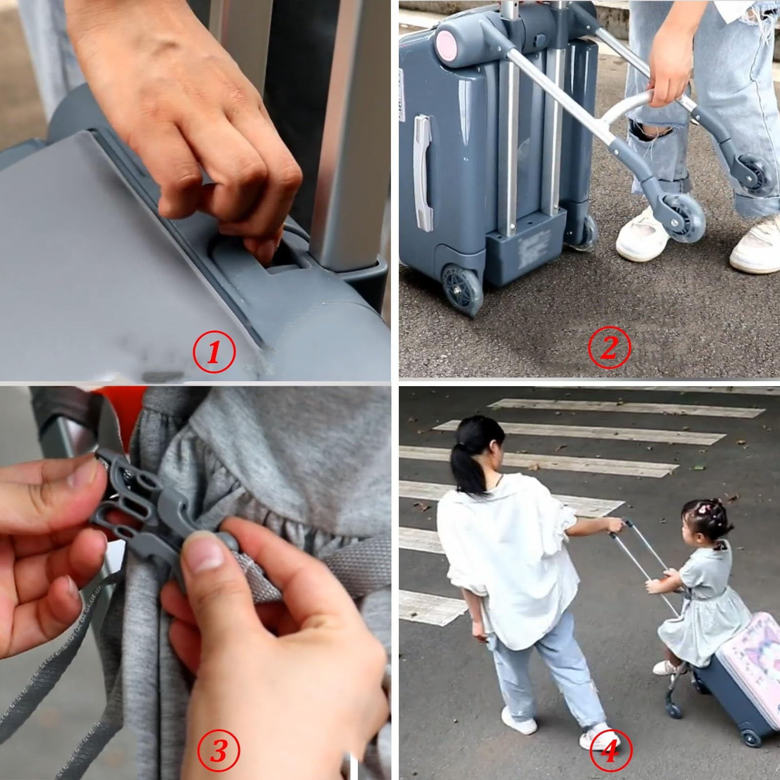 Kinder-Aufsitzkoffer – Rollgepäck mit Kindersitz und Rädern; Trolley für Kleinkinder – Ideal für Schule, Büro, Reisen und Geschäftsreisen(Yellow)