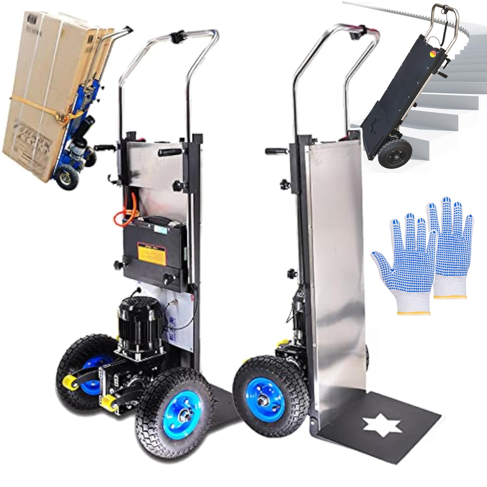 Electric Hand Truck - Up and Down Stairs, Electric Stair Climbing Cart, Load Capacity (400kg), Removable Battery (48v/36ah), 1200w Brushless Motor