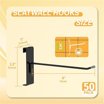4 Black Gridwall Hooks, 50PC | Grid Wall Hooks for Gridwall Display, Heavy Duty Metal Hangers for Retail, Garage, Home, Office, 20 lb Capacity