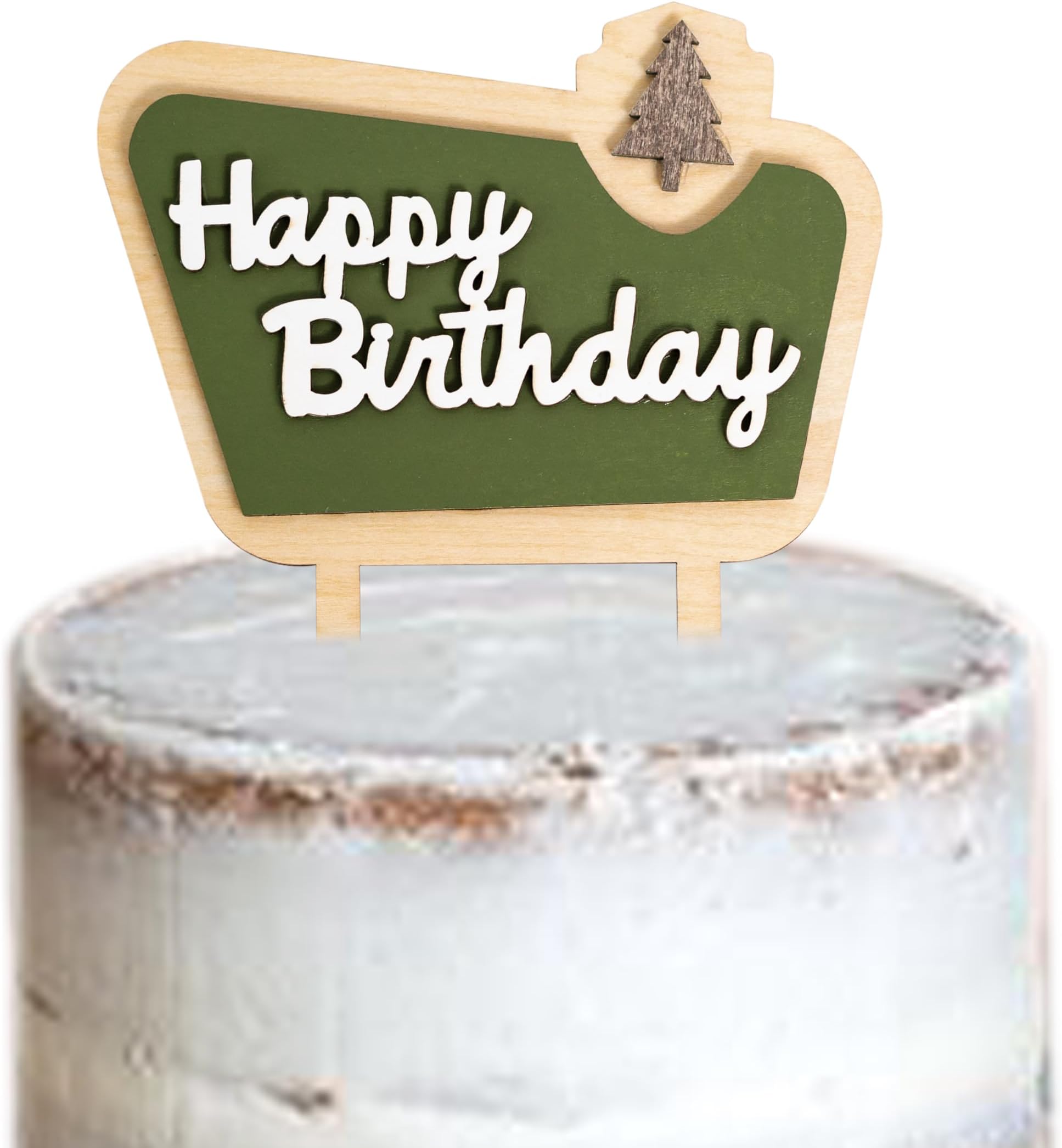 Happy Camper Wooden Cake Topper - Happy Bithday Cake Topper,Camping Birthday Party Decoration,Woodland Cake Toppers For Boys (camper birth topper)