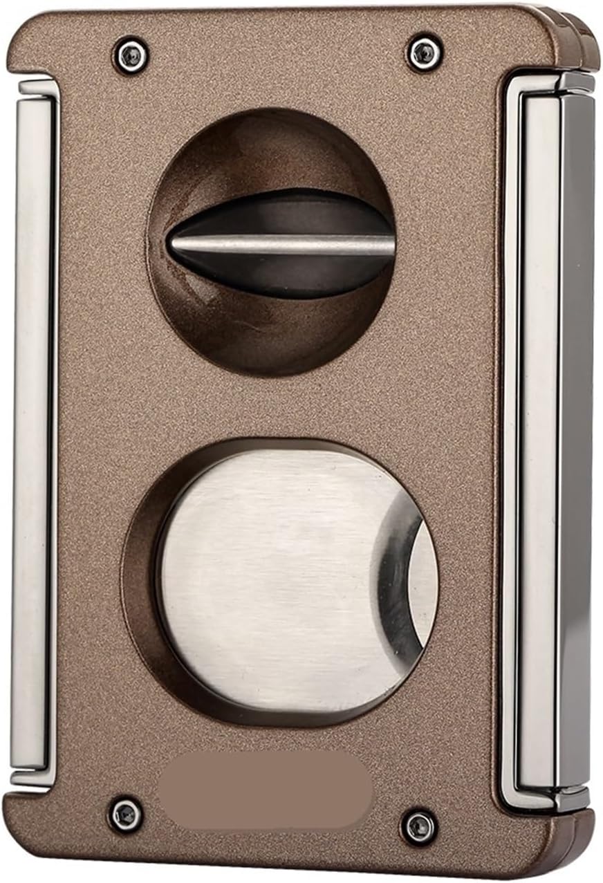Professional 2-in-1 Cigar Cutter, Precision V-Cut Guillotine with Integrated Punch, Portable Handheld Metal Clipper, Modern Pocket Accessory(D)