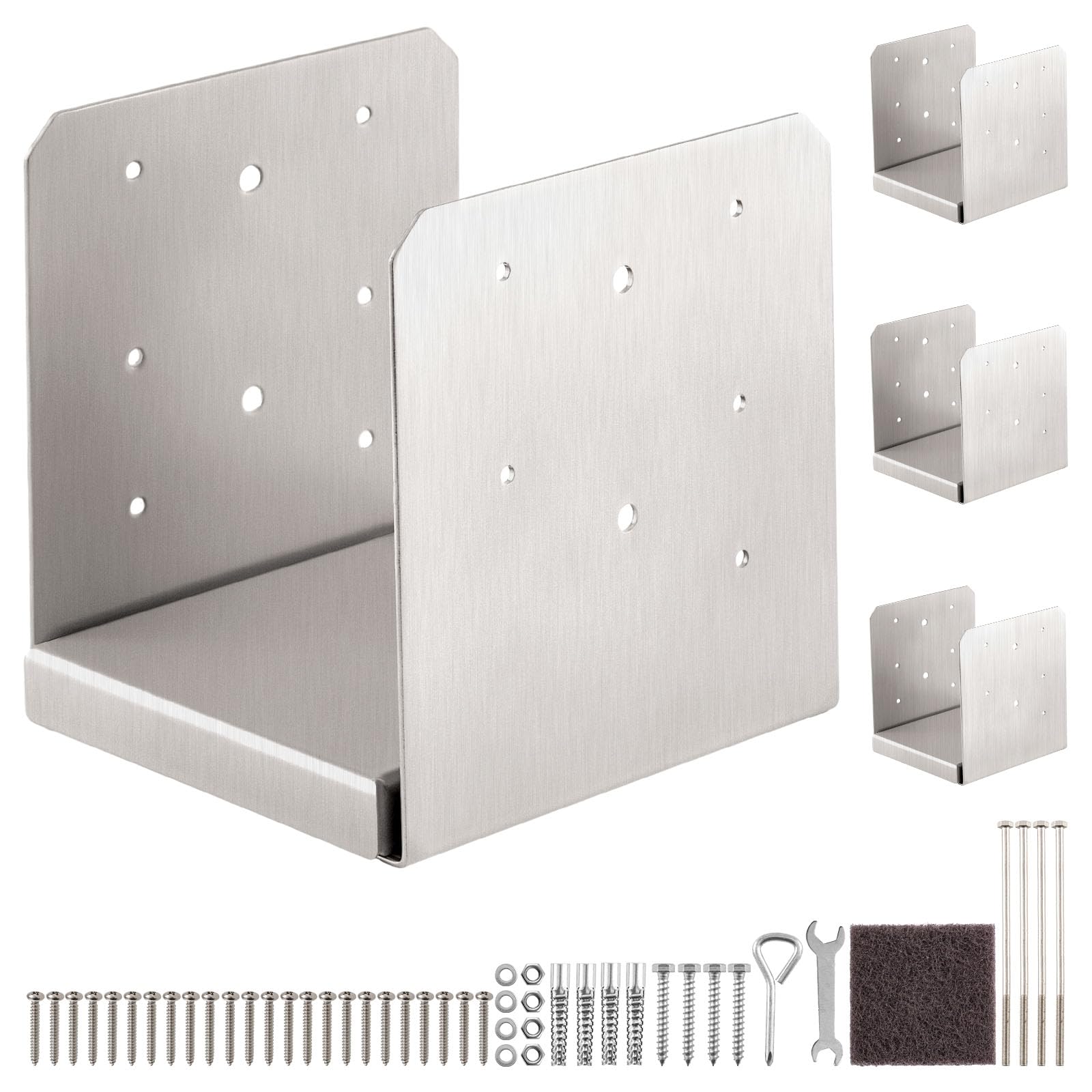 Photo 1 of ManyiHome 8"x 8" Post Base, 4 Pcs Stainless Steel Anchor Bracket
