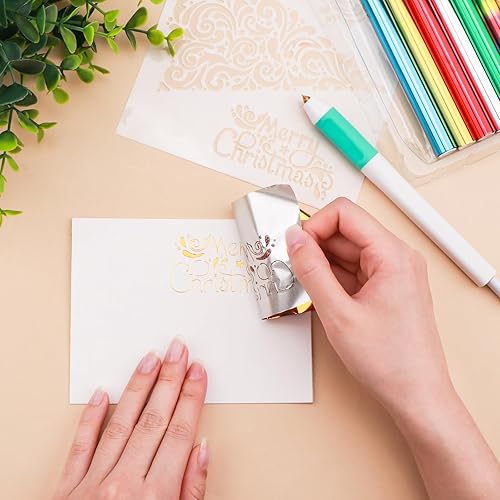 Vista 3 de Juego de bolígrafos de papel de aluminio térmico y rollos de papel de aluminio activado para hacer tarjetas, kits de herramientas de álbumes