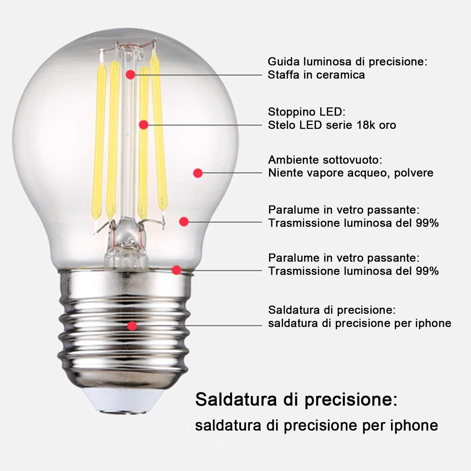 LED Filament E27 4W Equivalent to 35W, 400Lm, 6500K Colour Cool White, 3000K Warm Light EXTRASTAR G45 Vintage Style - Image 3