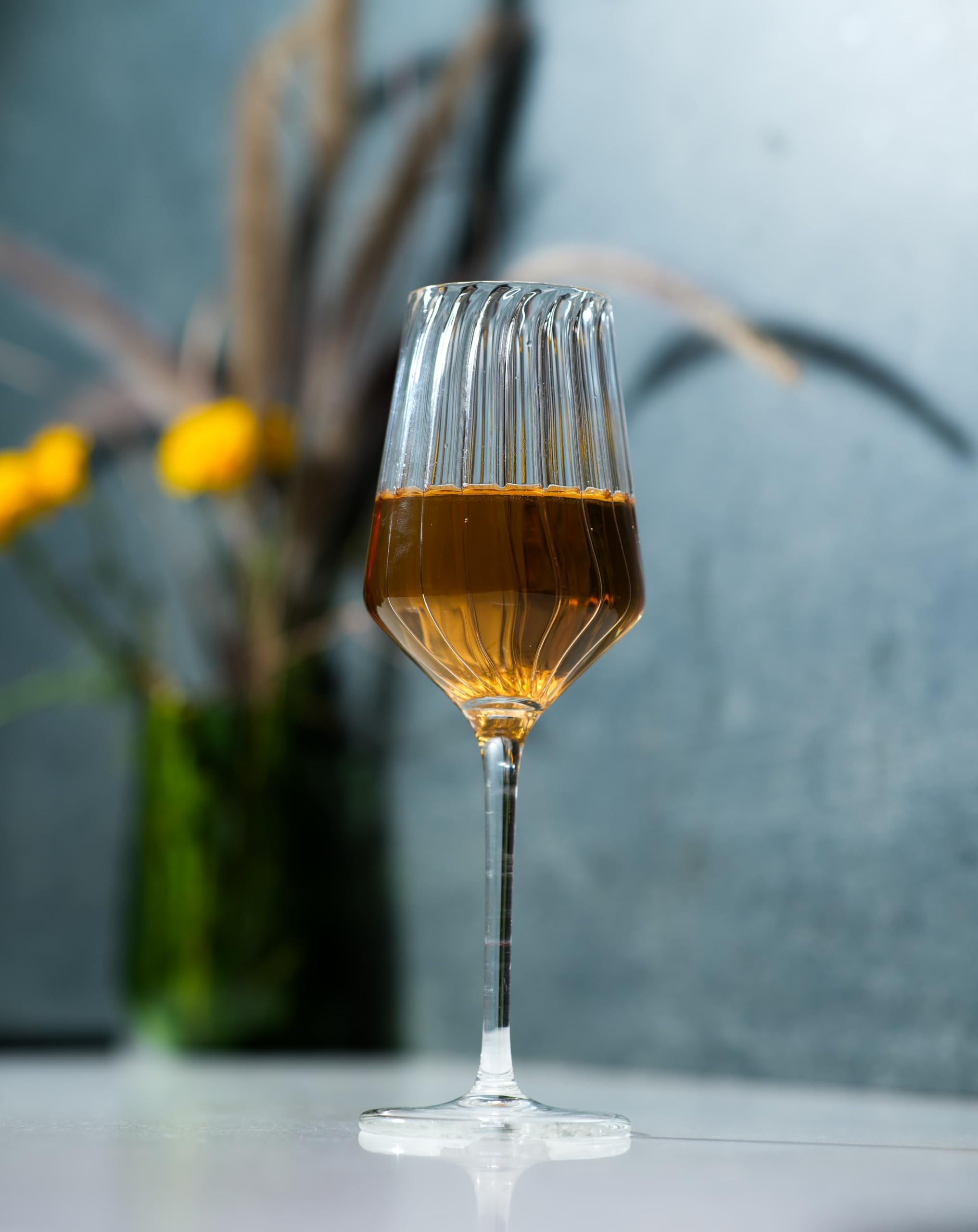 Buy ANTIQUE GLASS BAZAAR Large Bohemia Fluted Cocktail Wine Glass