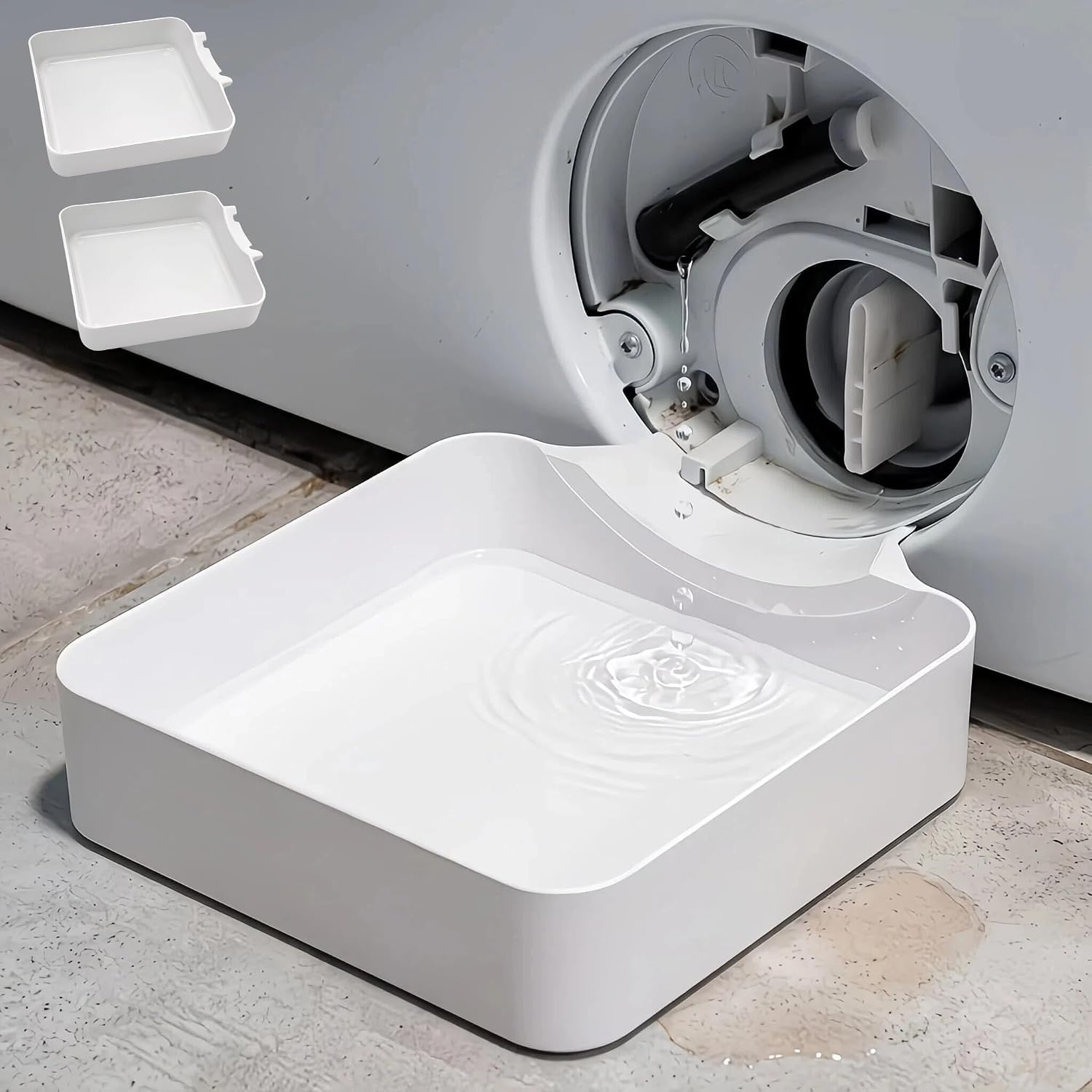 Ablaufwanne Waschmaschine 2er Set, Universal Ablaufschale | Für Ablaufpumpe, Frontlader, Waschmaschinenzubehör, Wasserauffangschale