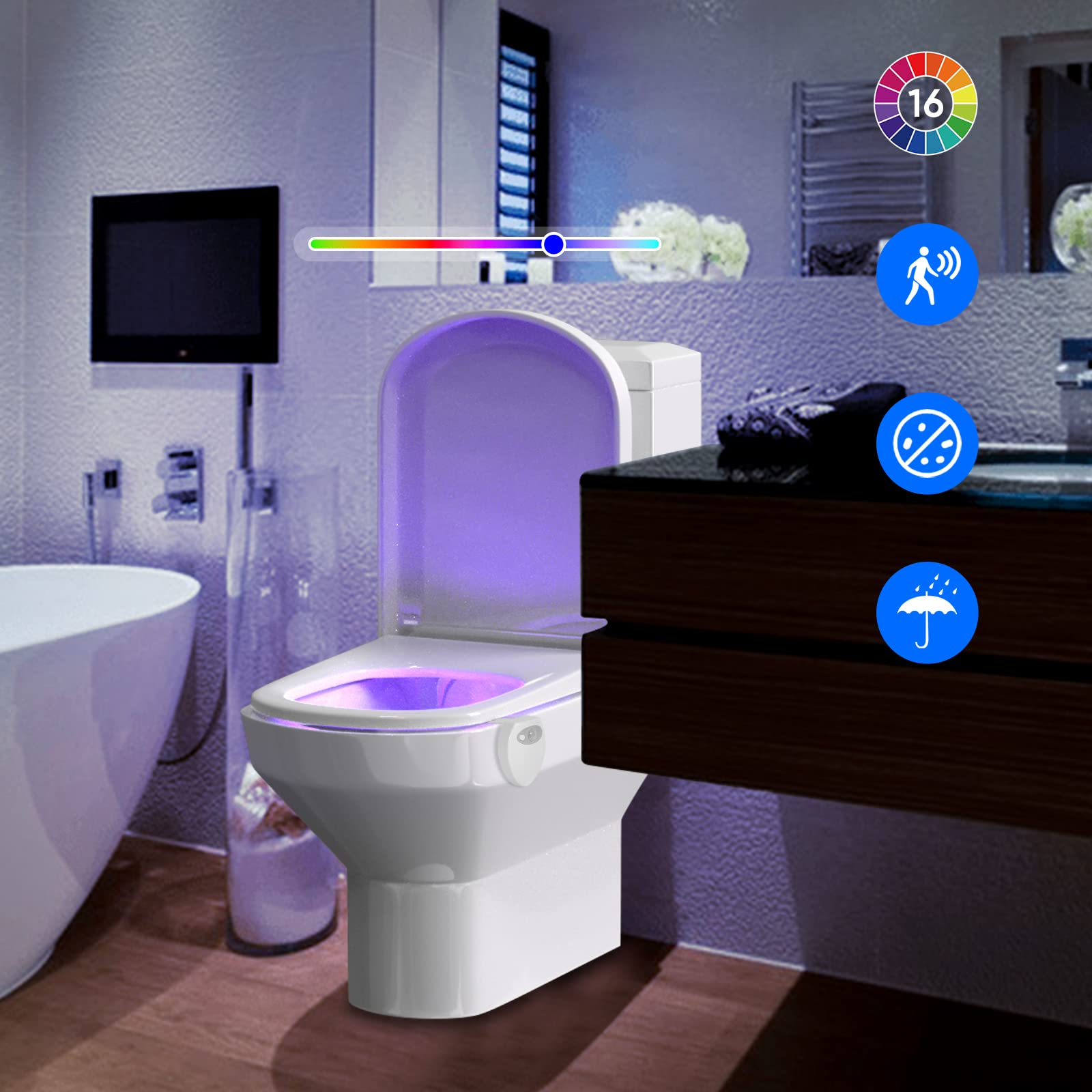 Luce notturna per WC con sensore di movimento LED 8 colori