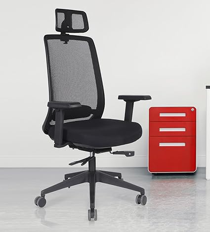 HNI India Fluence 3D High Back Office Chair - Ergonomic Desk Chair with Adjustable Lumbar Support and Comfortable Seat Height, Black