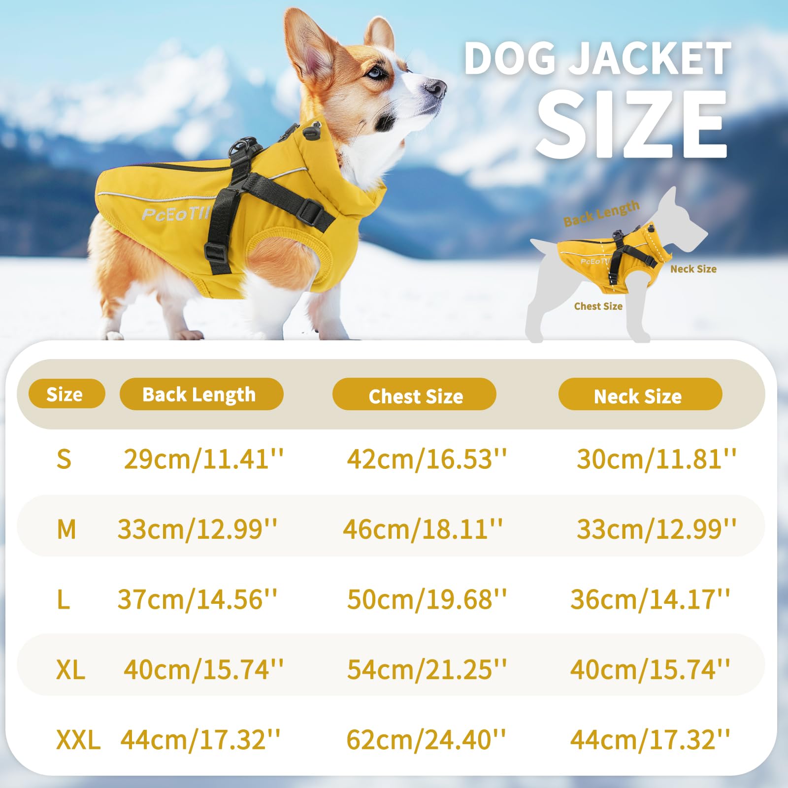 PcEoTllar Waterproof Dog Coat for Small Dogs Warm Reflective Jacket with Harness for Winter Skiing Costume Cotton Dog Sweater - Image 3