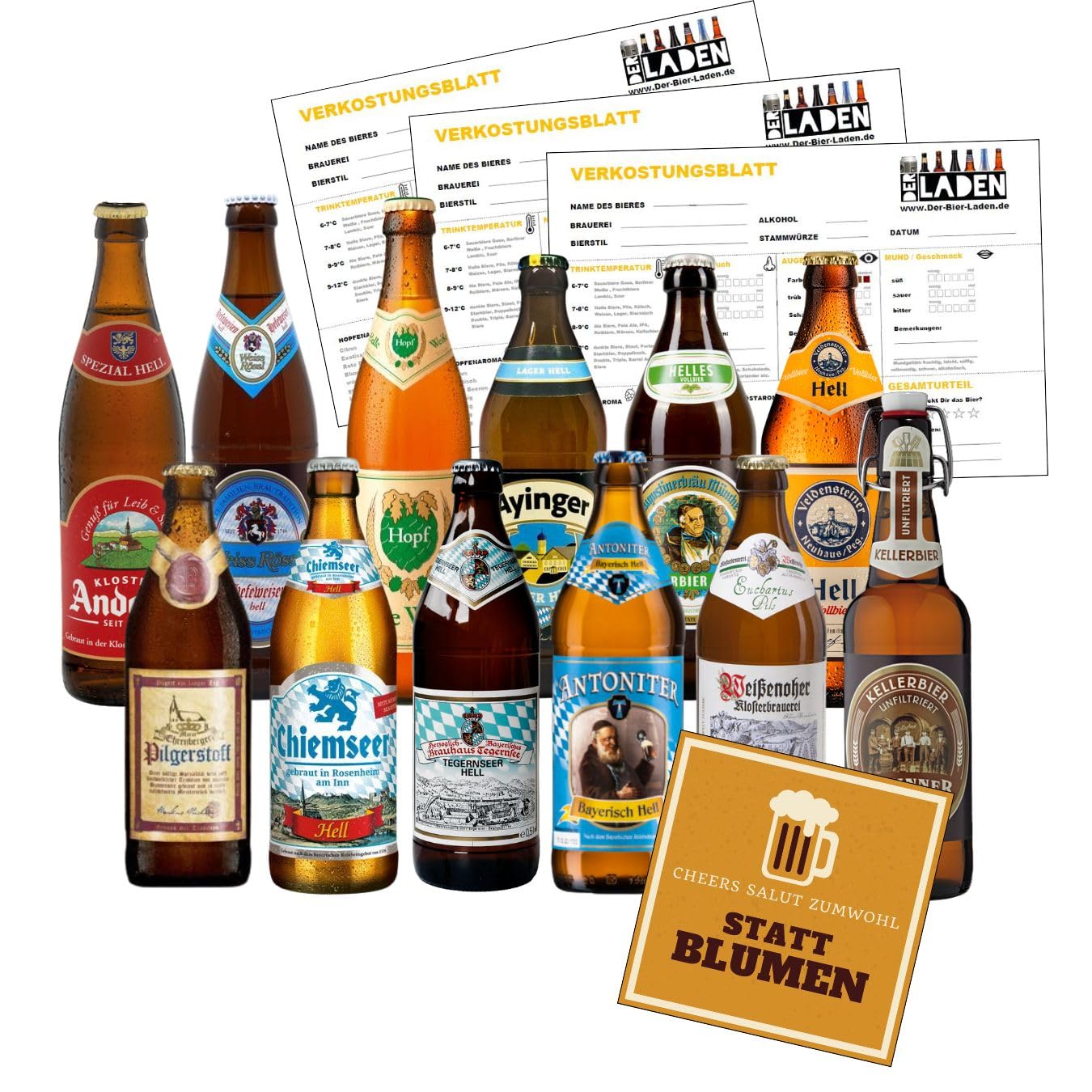 BIERPAKET 12 0,5L bayerische Biere Tegernseer Helles Märzer Kellerbier inkl. 0,96€ Pfand Biergeschenk für Männer Fussball Mitbringsel Vatertag Himmelfahrt Grillen Bierprobe