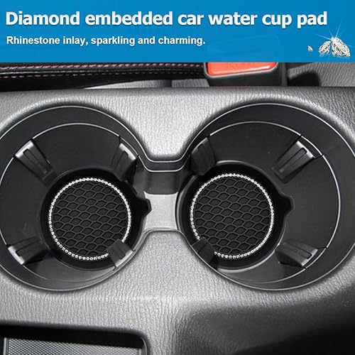 Miniatura 6 de Portavasos para automóvil, paquete de 4 posavasos universales con diamantes de imitación de cristal, tapete de silicona antideslizante a prueba de