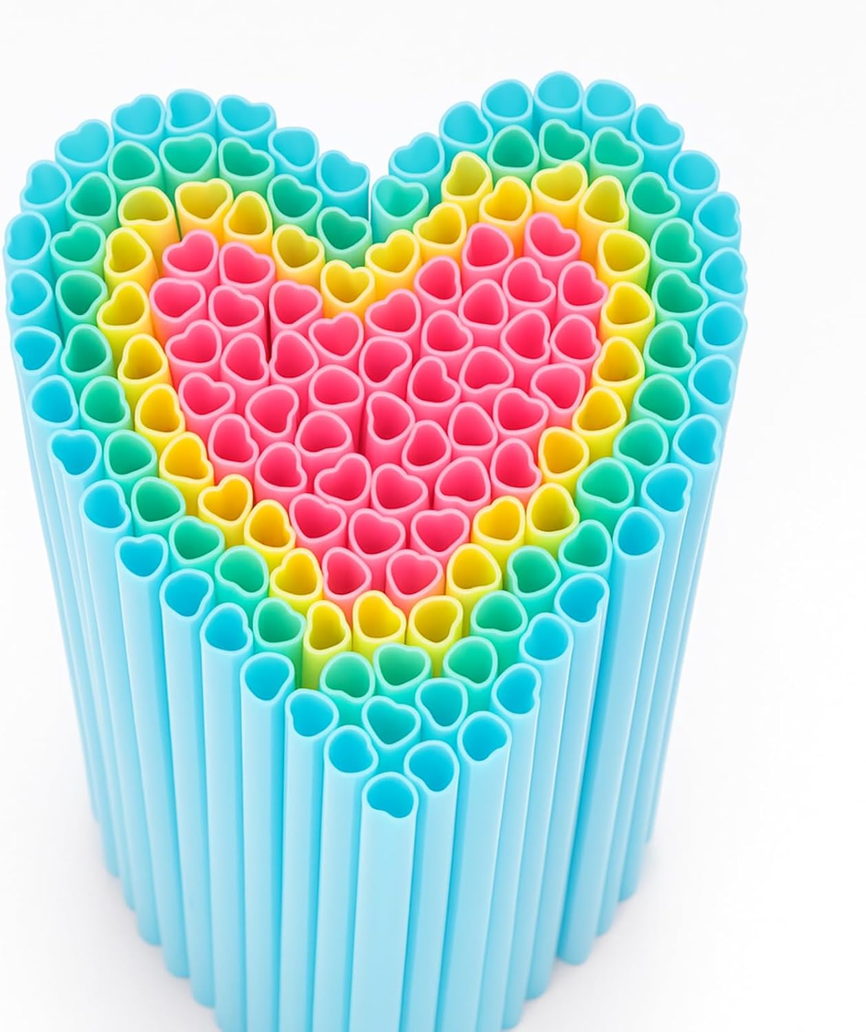 Zopeal 360 Pieces Valentine Heart Shaped Straws, Cute Disposable Pink Plastic Straws for Galentines Day, Cocktail, Bridal Shower, Birthday Party, Wedding Decorations (Red,Rose Red,Pink)