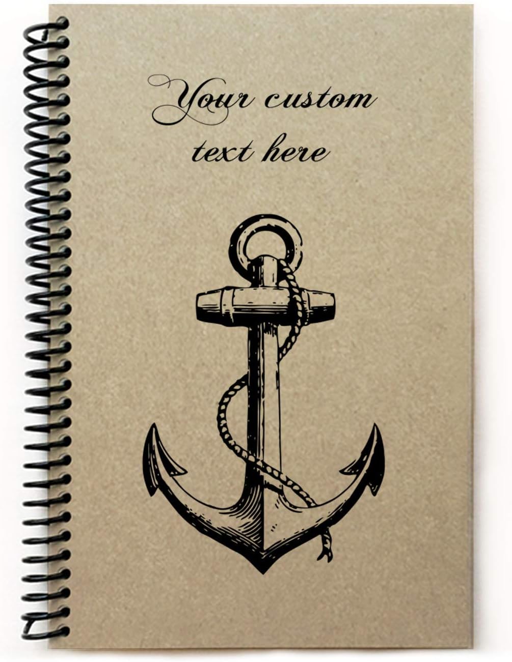 Cupid Design Studio Anchor nautical custom journal, kraft cover notebook, 5.5x8.5 (Lined pages)