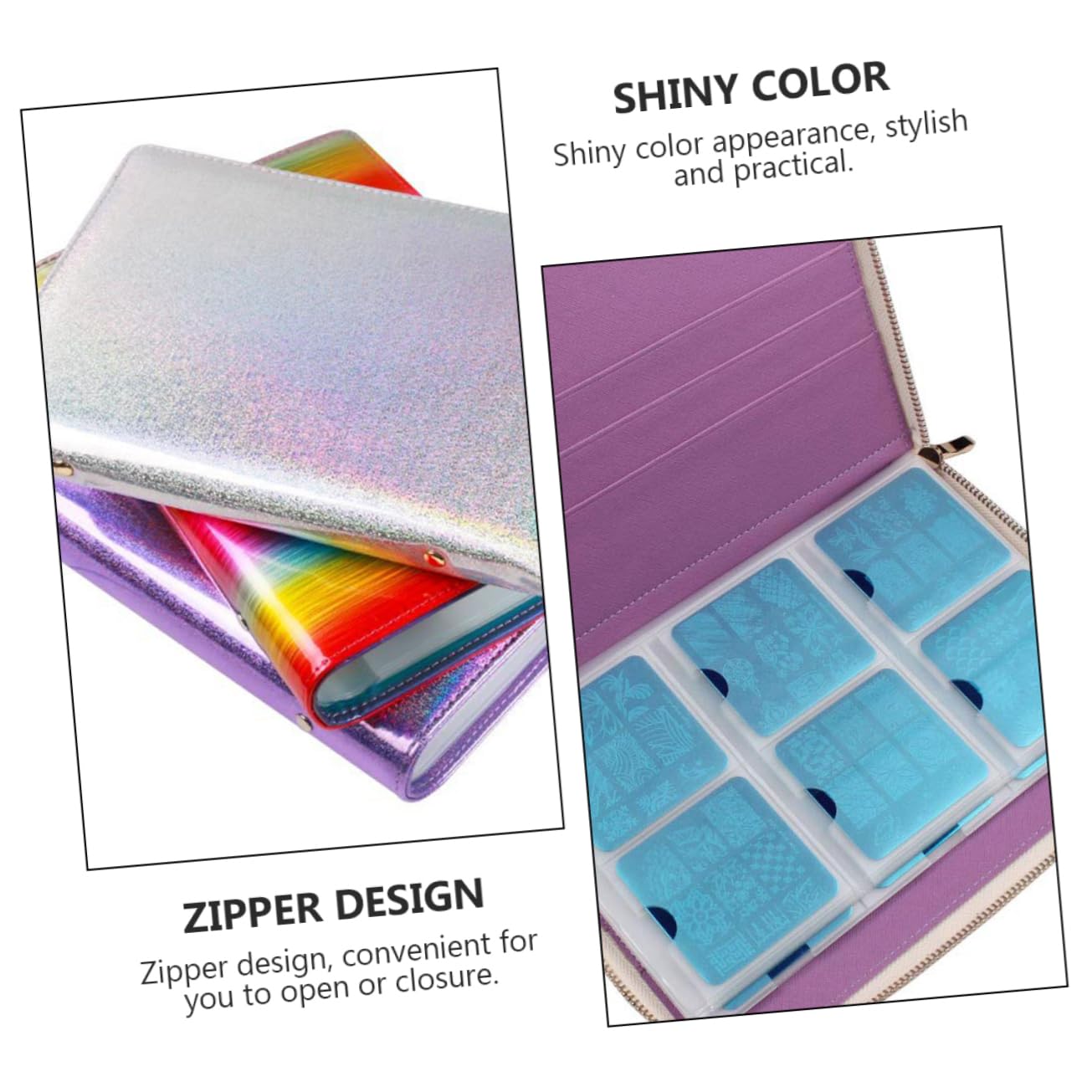 minkissy 1Pc Nail Art Stencil Card Holder Nail Stamp Nail Resto Stand Nail Art Stamp Card Binder Stamping Plate Case Template Holder Case Alloy Storage Bag For Nail Template Cards Bolsa
